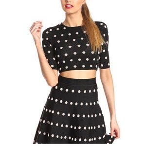 BCBG Aryen Polka Dot Crop Top
